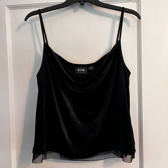 Maeve Tops - Meave Black Velvet Cowl Neck Top in Large